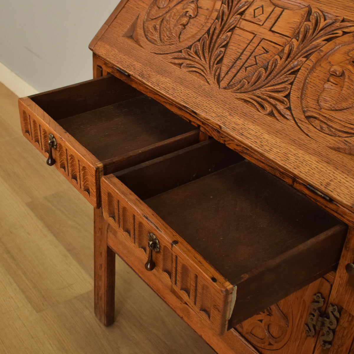Small Carved Bureau Bookcase