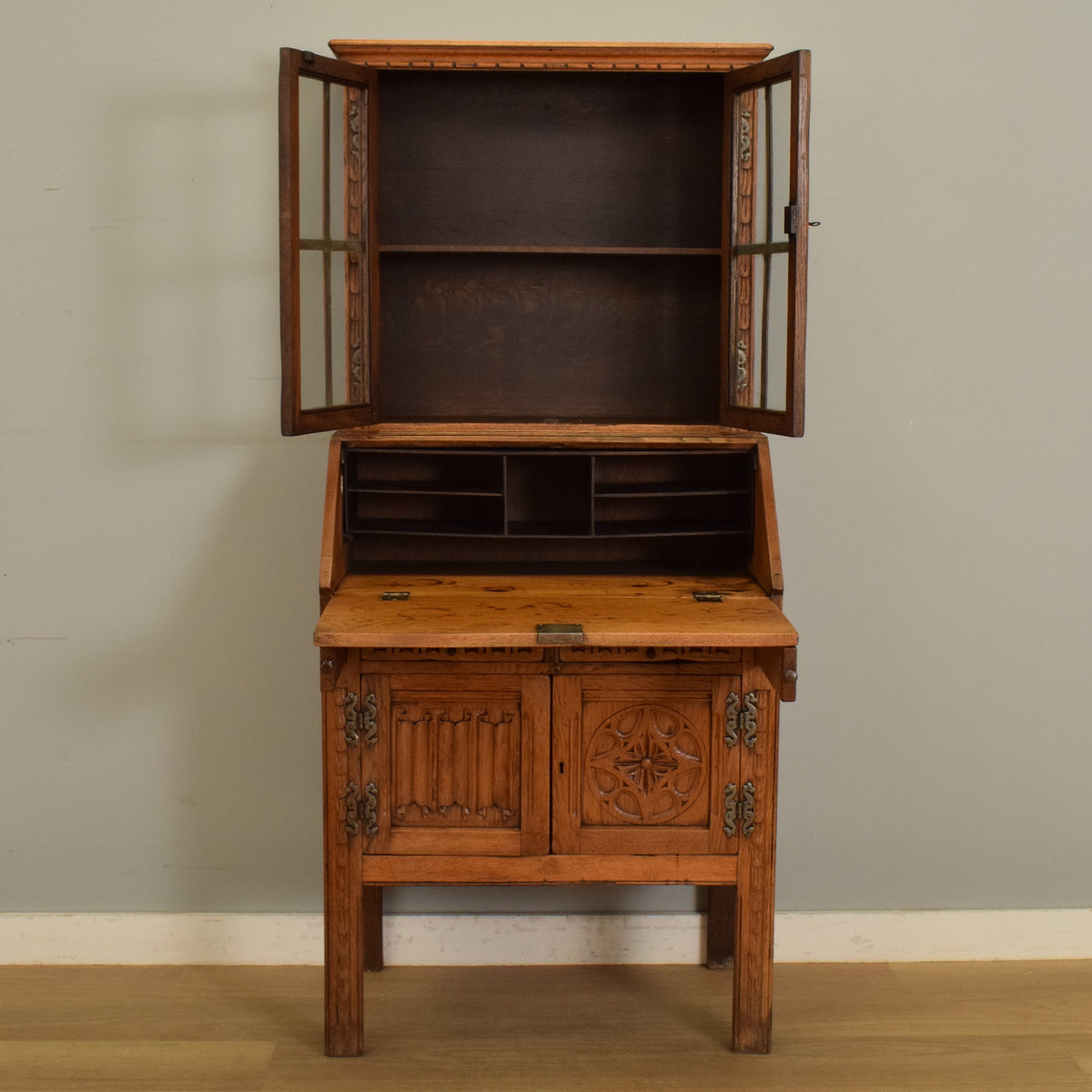 Small Carved Bureau Bookcase