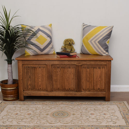 Restored Oak Linenfold Blanket Box