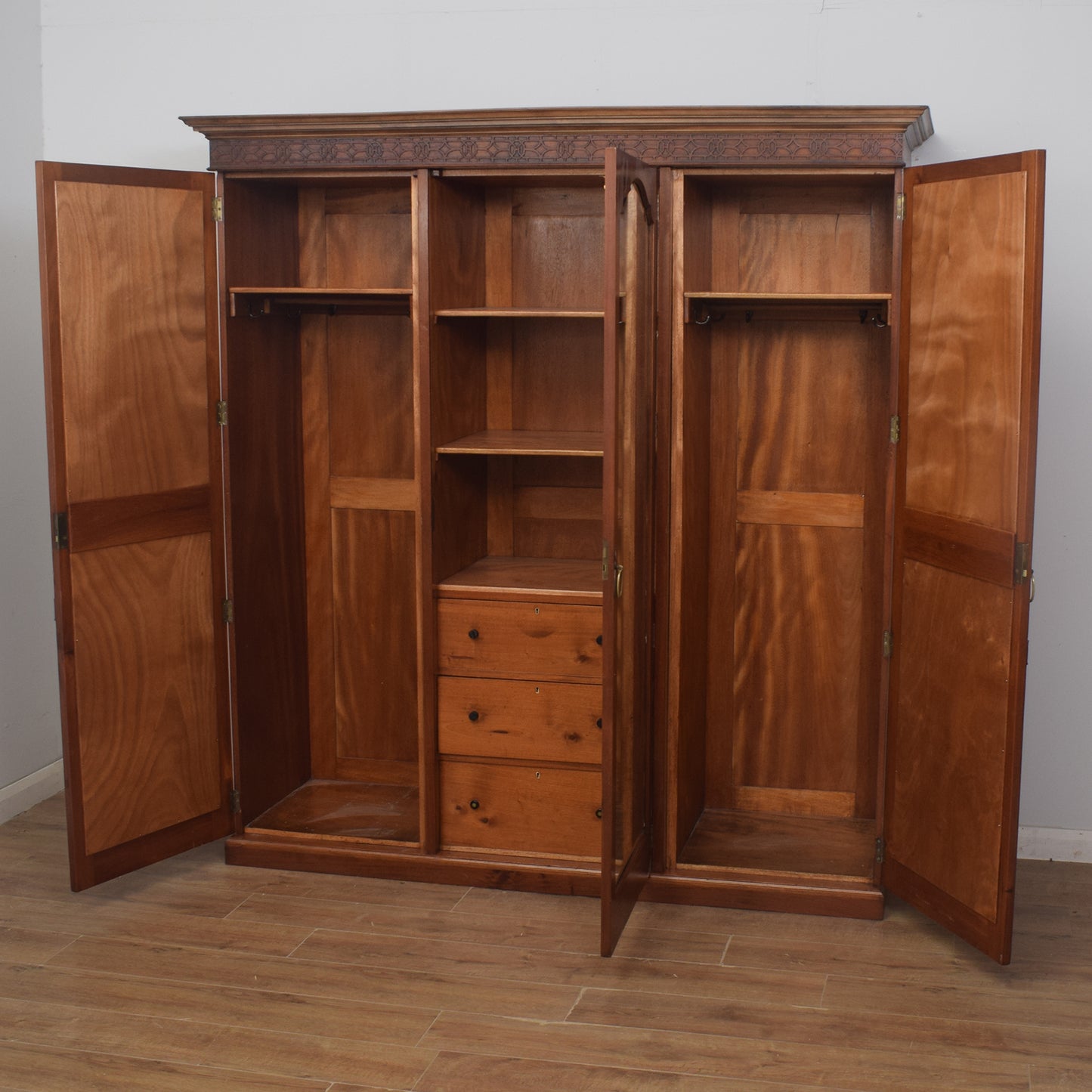 Mahogany Triple Wardrobe