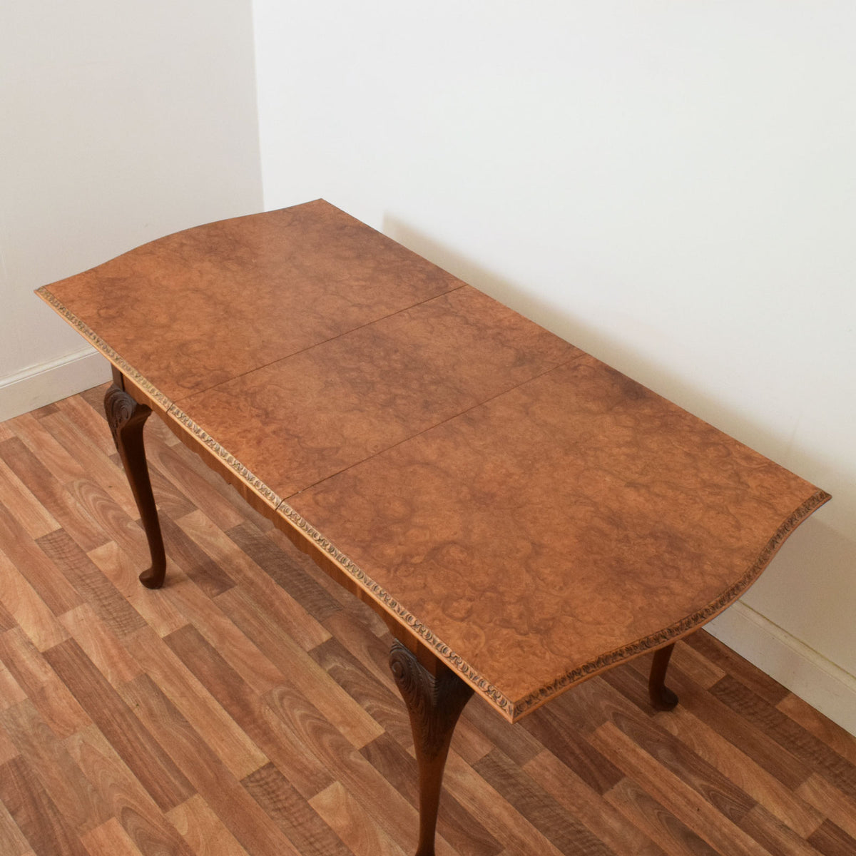 Walnut Drawer Leaf Table and Six Chairs