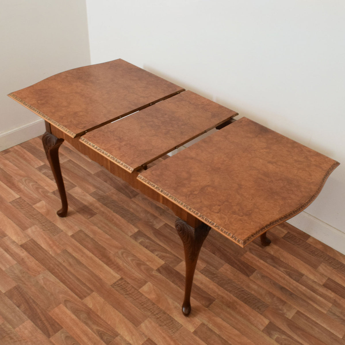 Walnut Drawer Leaf Table and Six Chairs