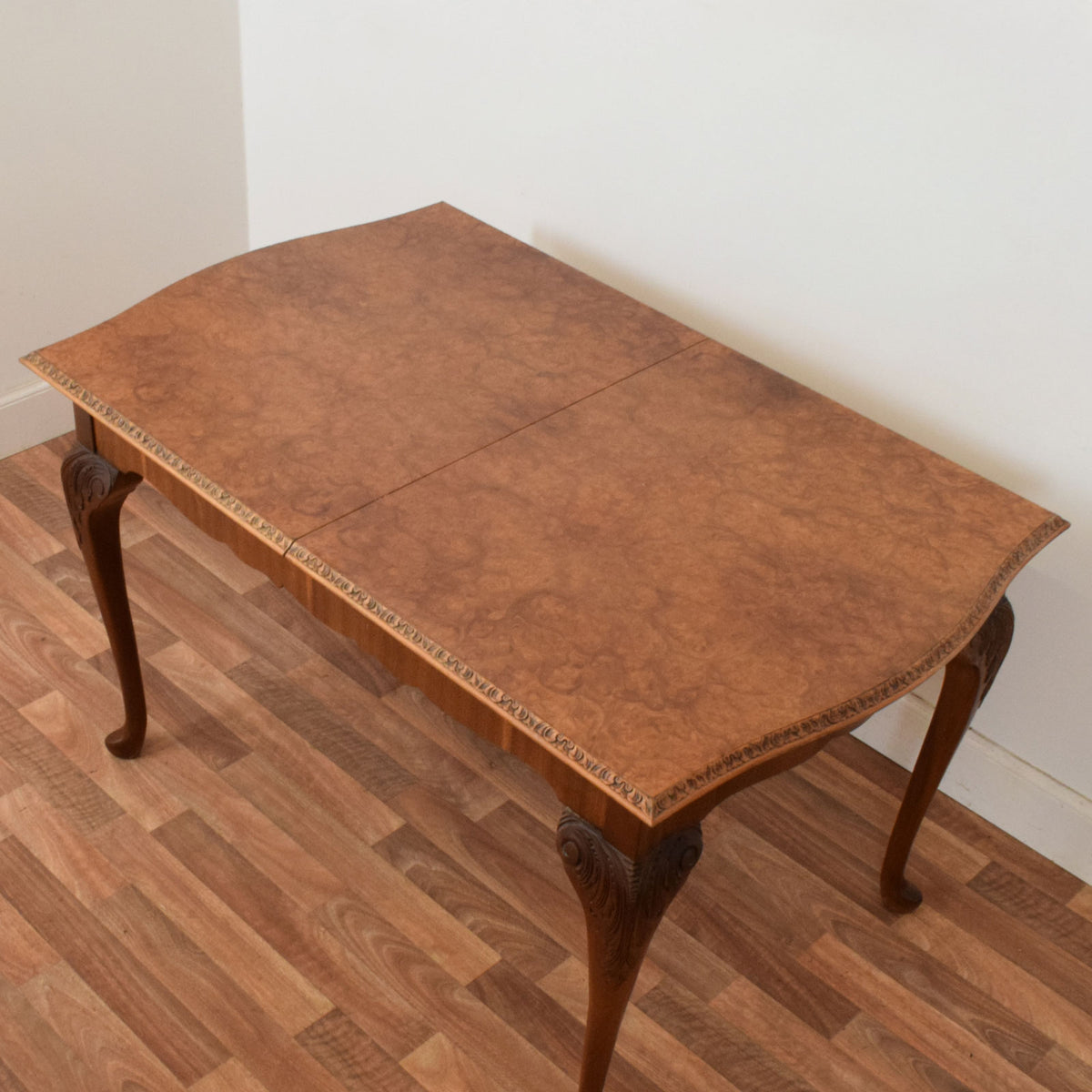 Walnut Drawer Leaf Table and Six Chairs