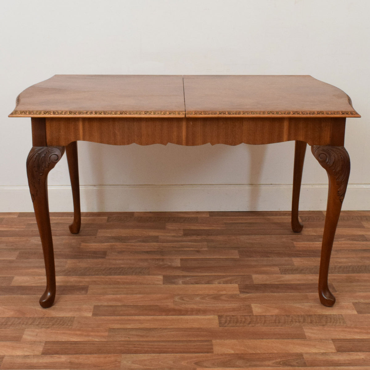 Walnut Drawer Leaf Table and Six Chairs