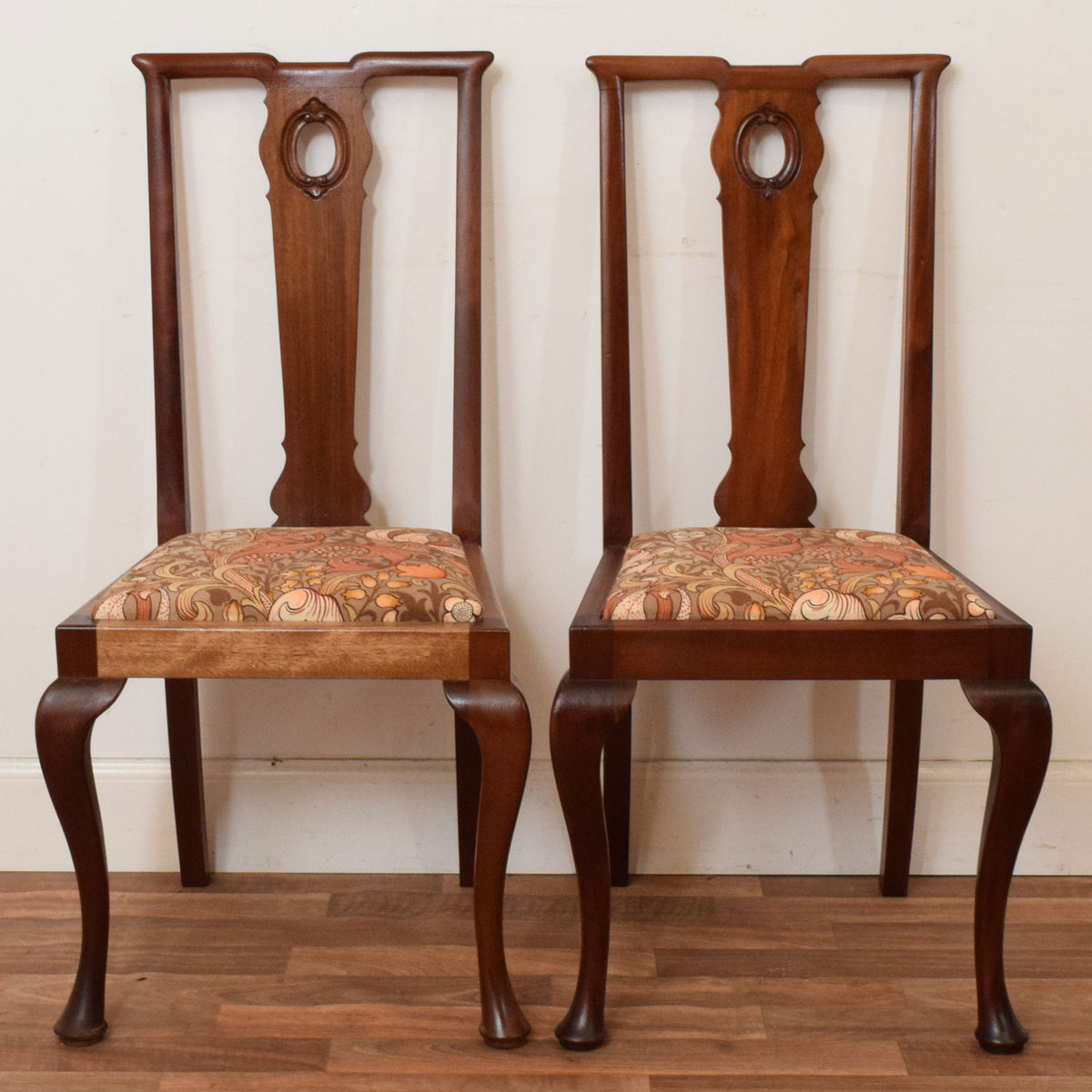 Walnut Drawer Leaf Table and Six Chairs
