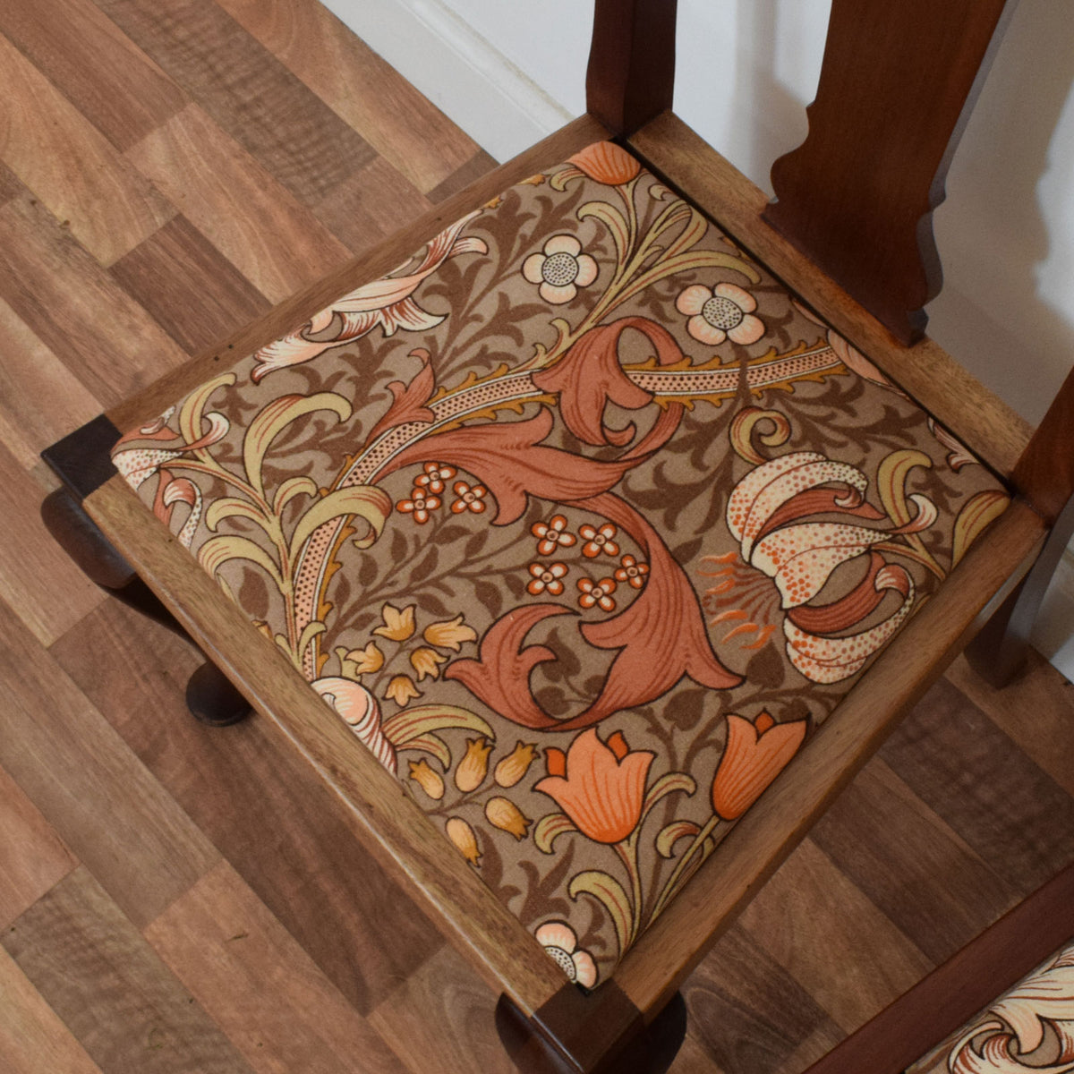 Walnut Drawer Leaf Table and Six Chairs