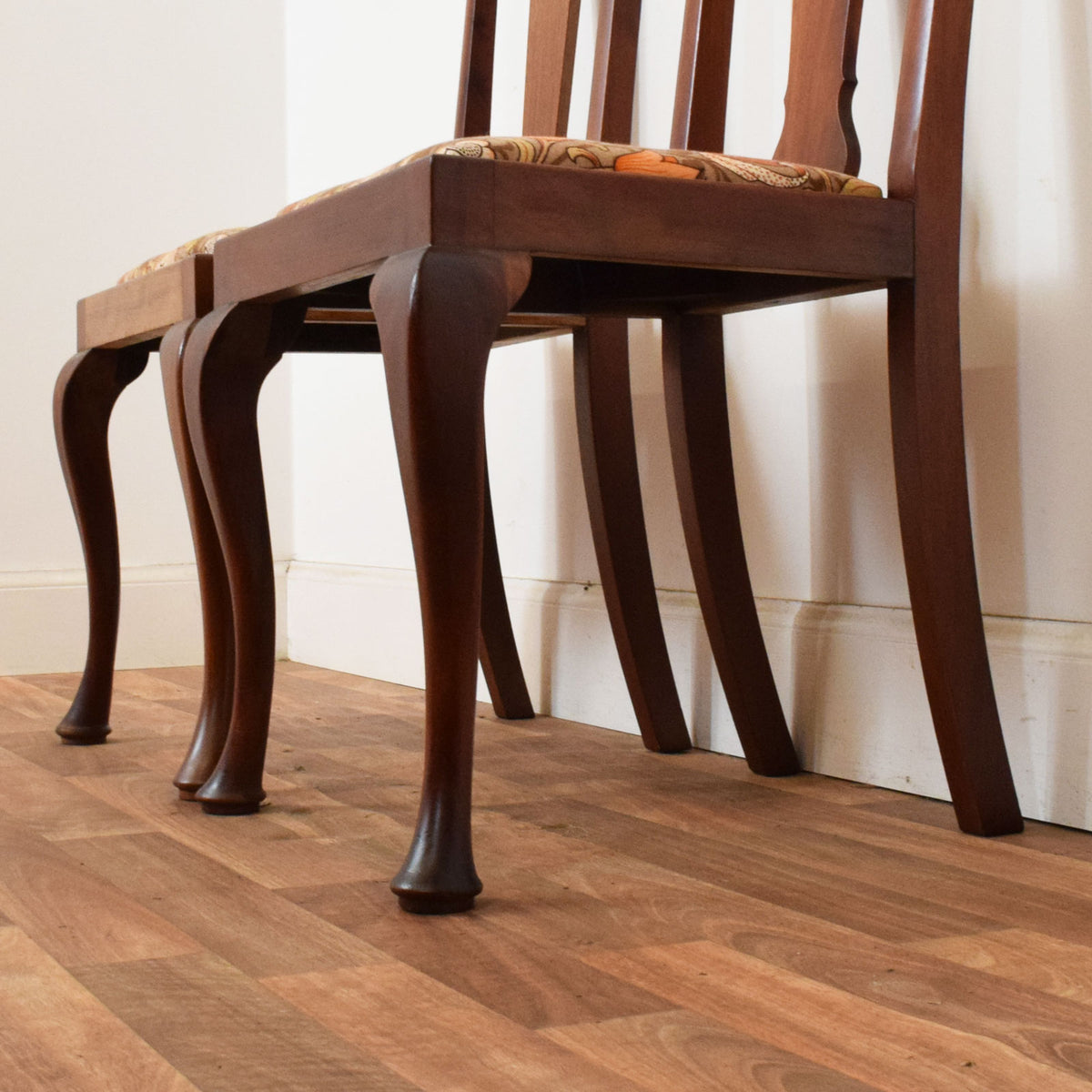 Walnut Drawer Leaf Table and Six Chairs