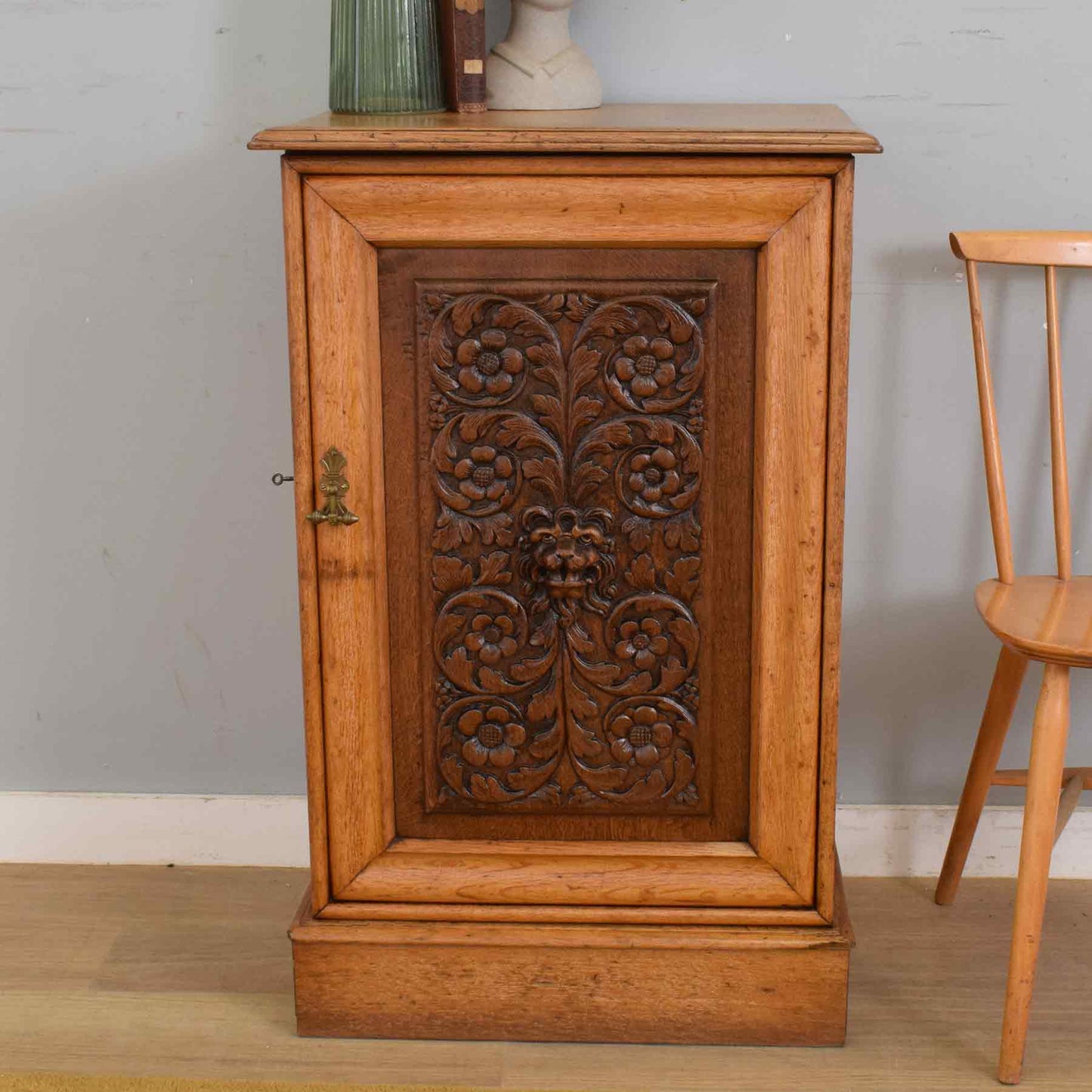 'Green Man' Oak Cabinet