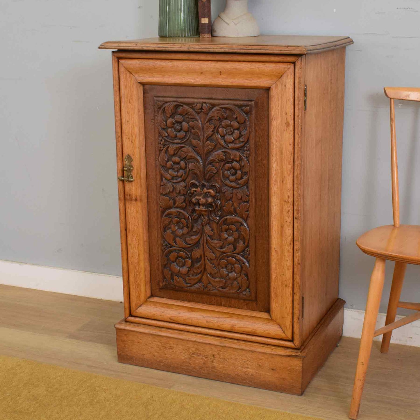 'Green Man' Oak Cabinet