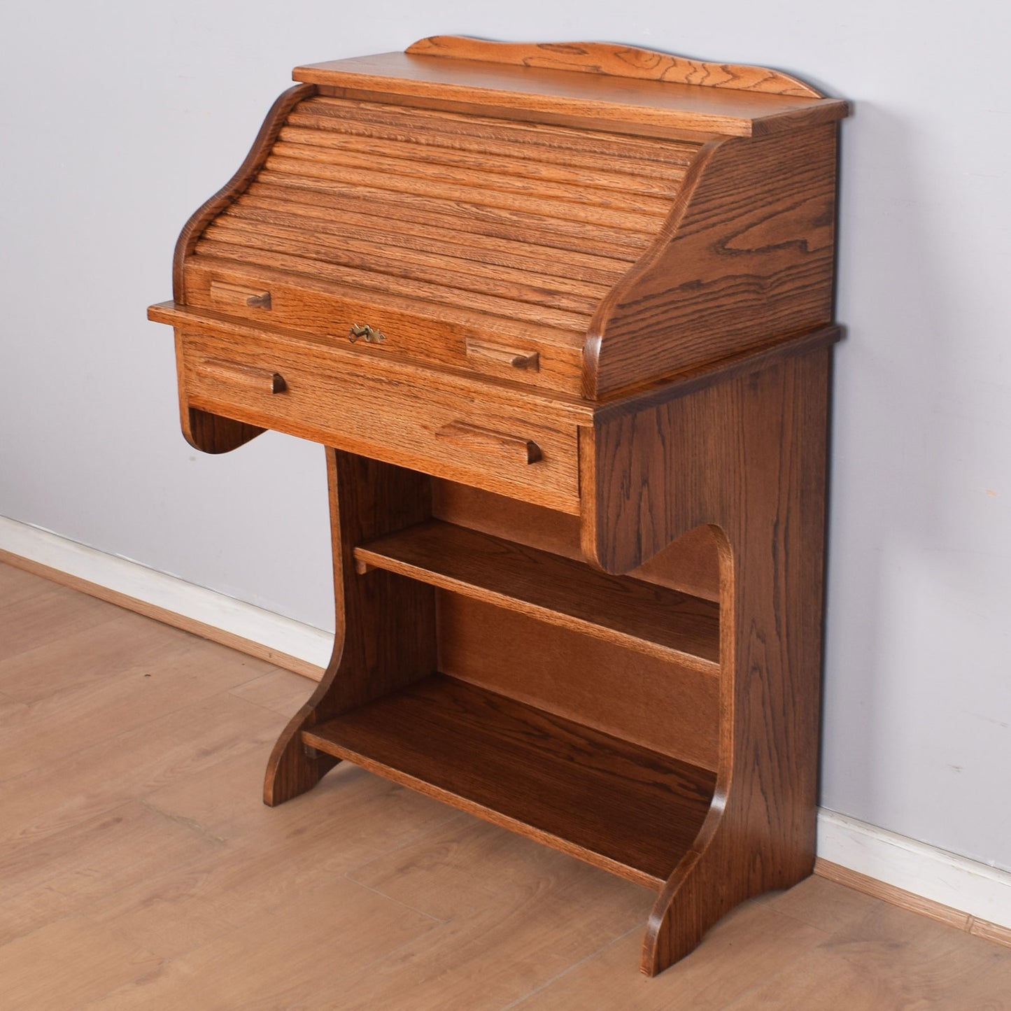 Small Roll-Top Desk with Bookcase