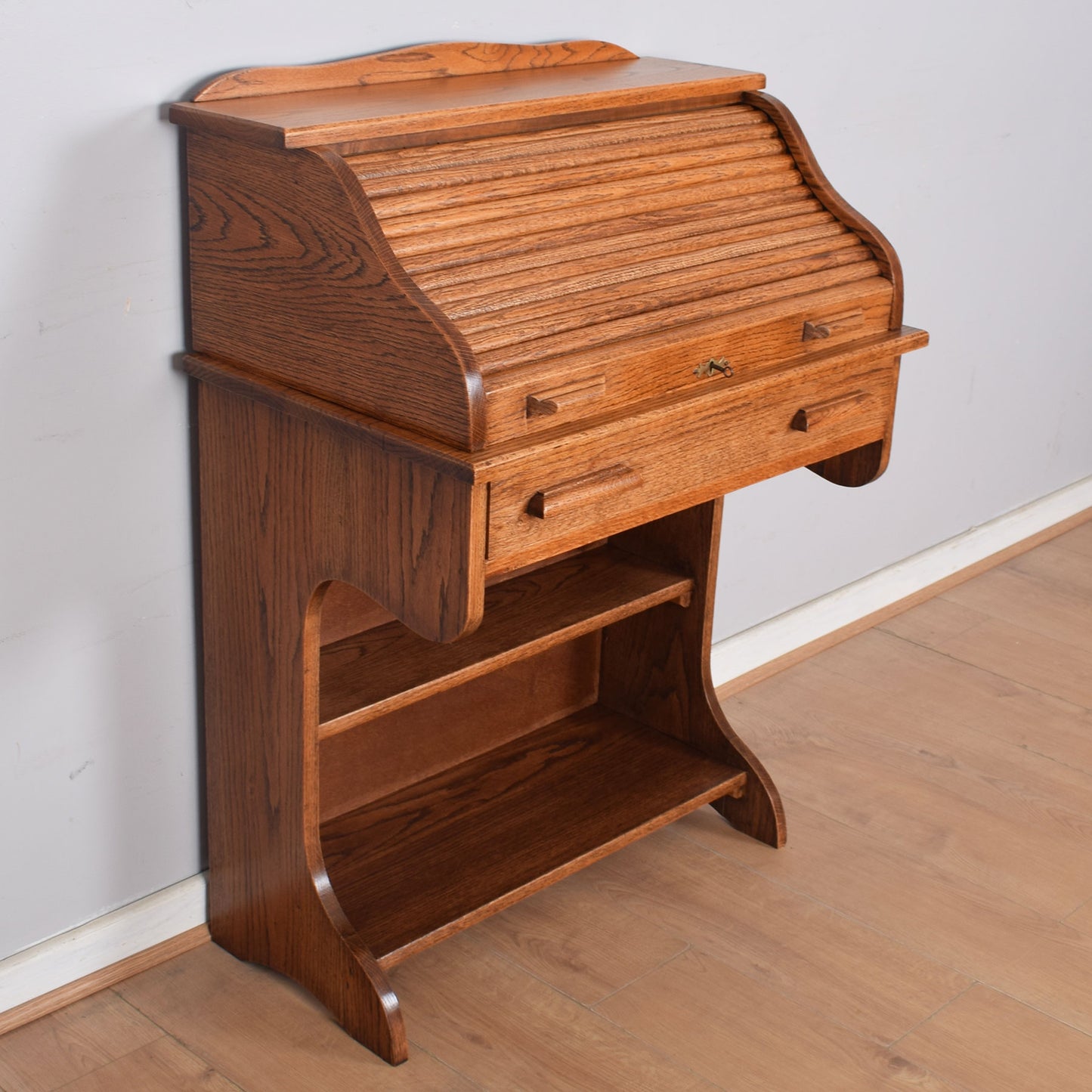 Small Roll-Top Desk with Bookcase