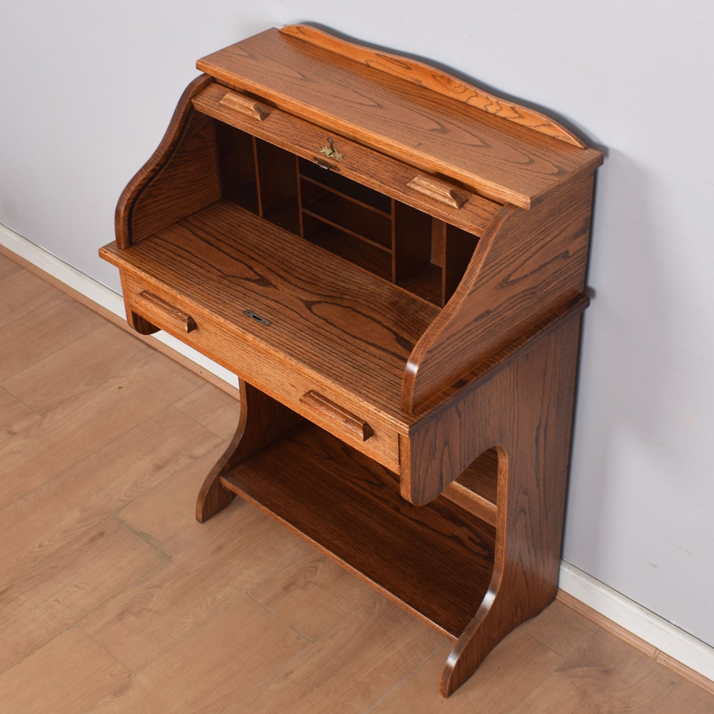 Small Roll-Top Desk with Bookcase