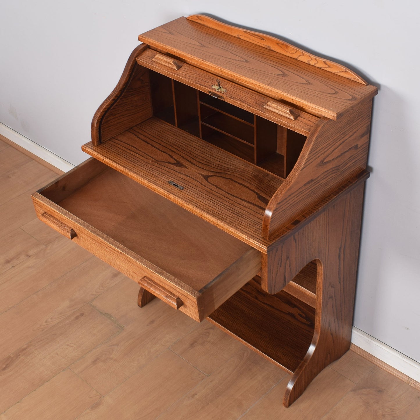 Small Roll-Top Desk with Bookcase