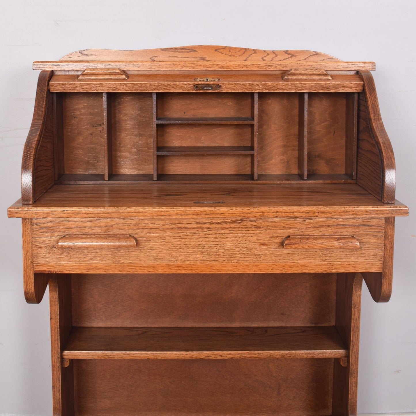 Small Roll-Top Desk with Bookcase