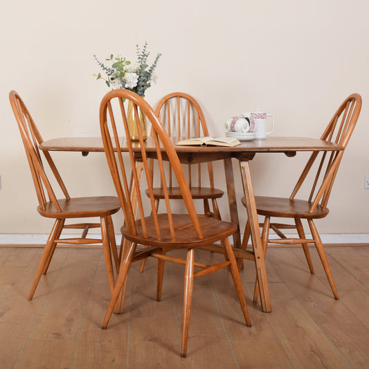 Ercol drop leaf table and four chairs