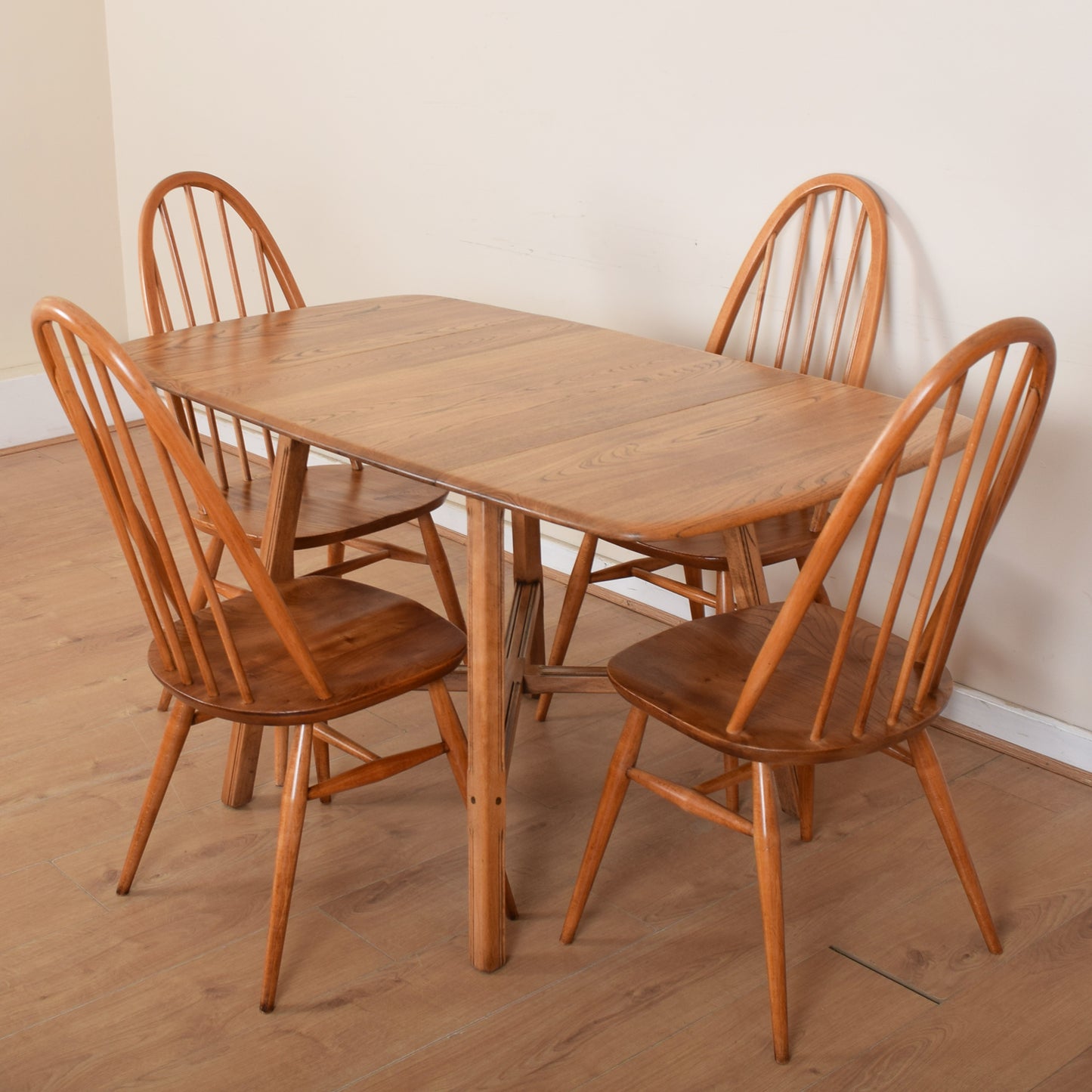 Ercol drop leaf table and four chairs