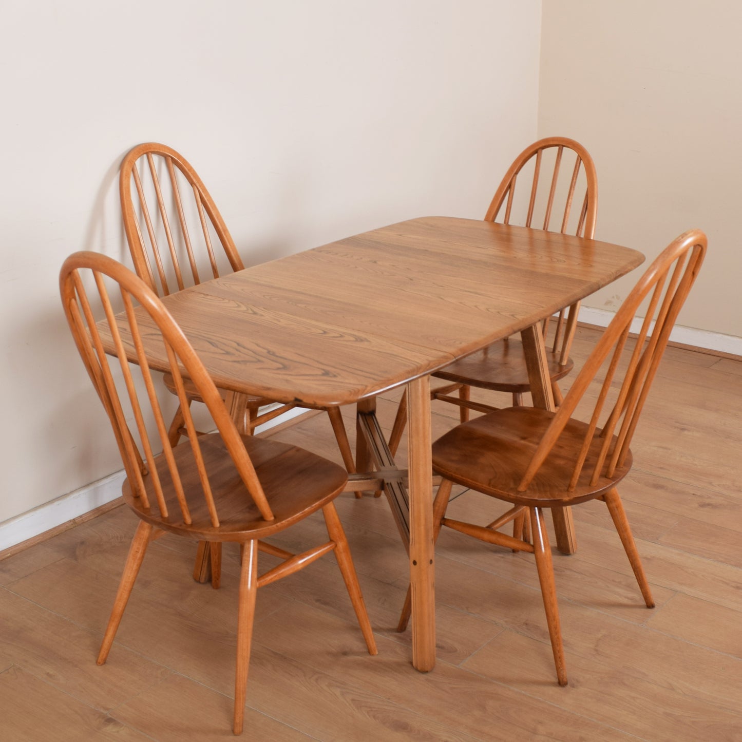 Ercol drop leaf table and four chairs