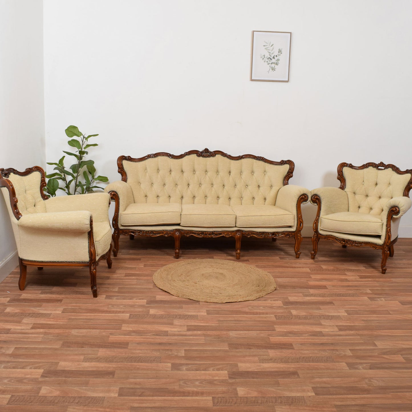 Carved Mahogany Rococo Revival Three-Piece Suite
