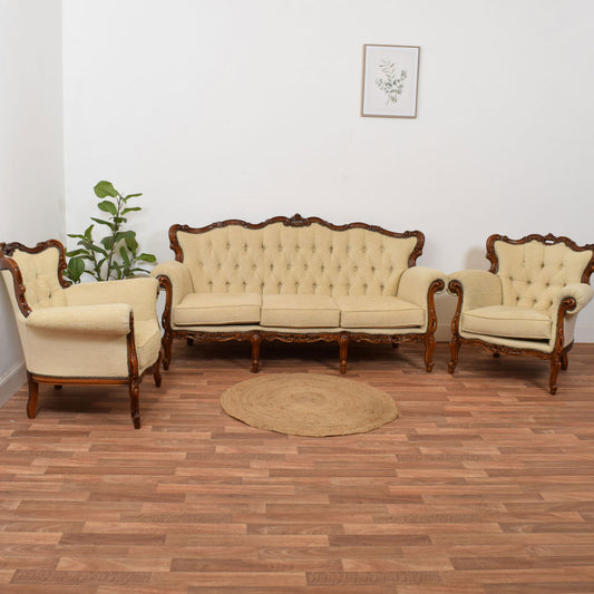 Carved Mahogany Rococo Revival Three-Piece Suite
