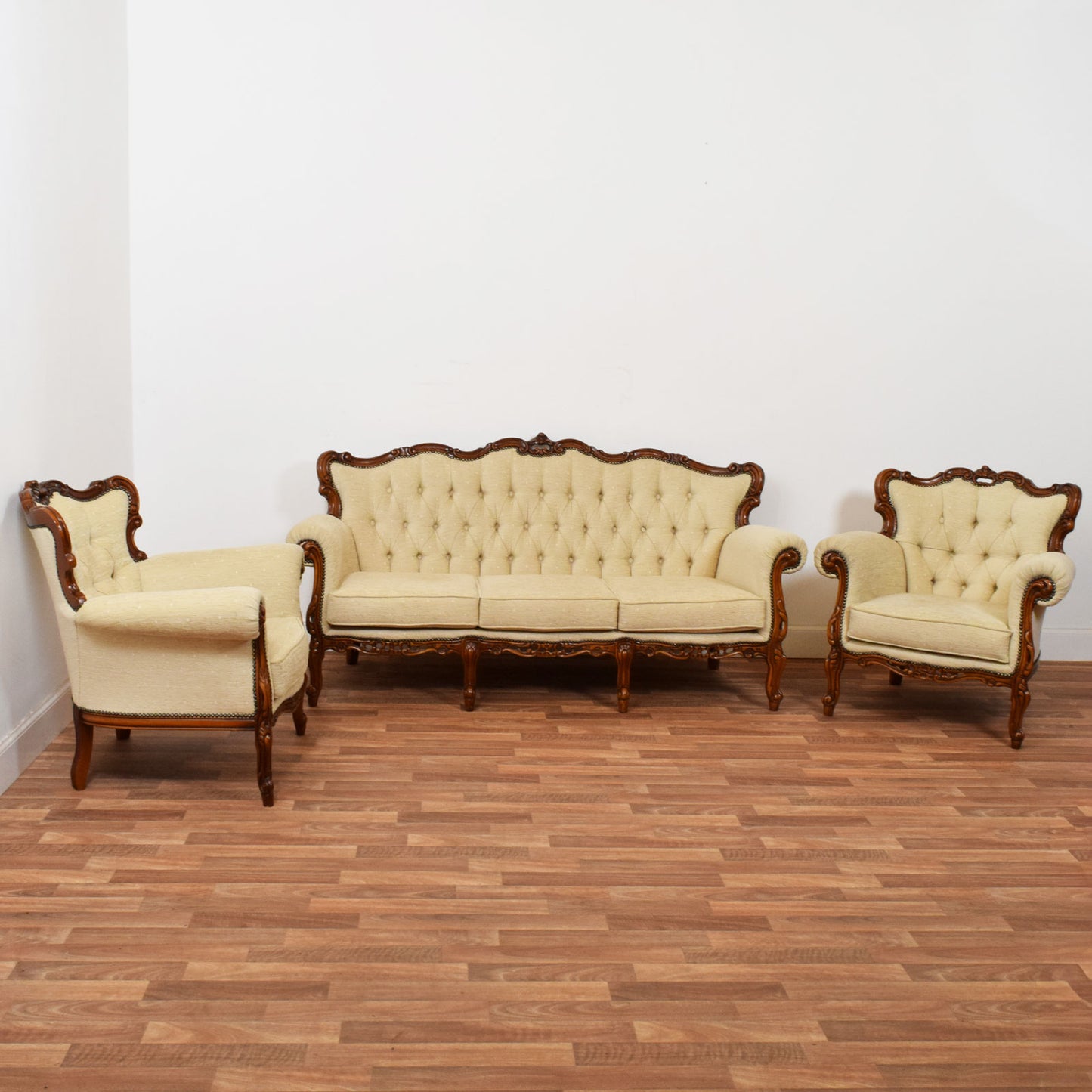 Carved Mahogany Rococo Revival Three-Piece Suite
