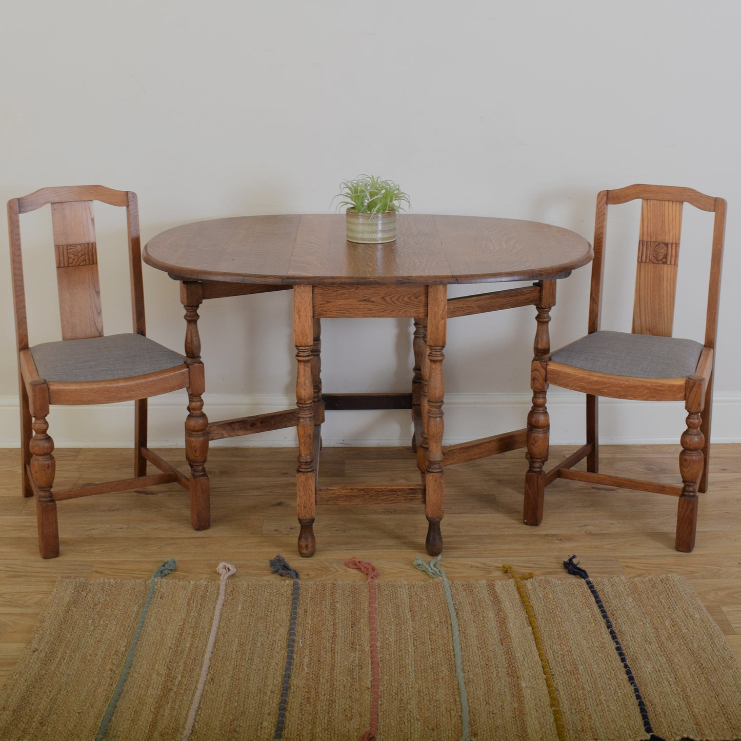 Drop-Leaf Table and Two Chairs