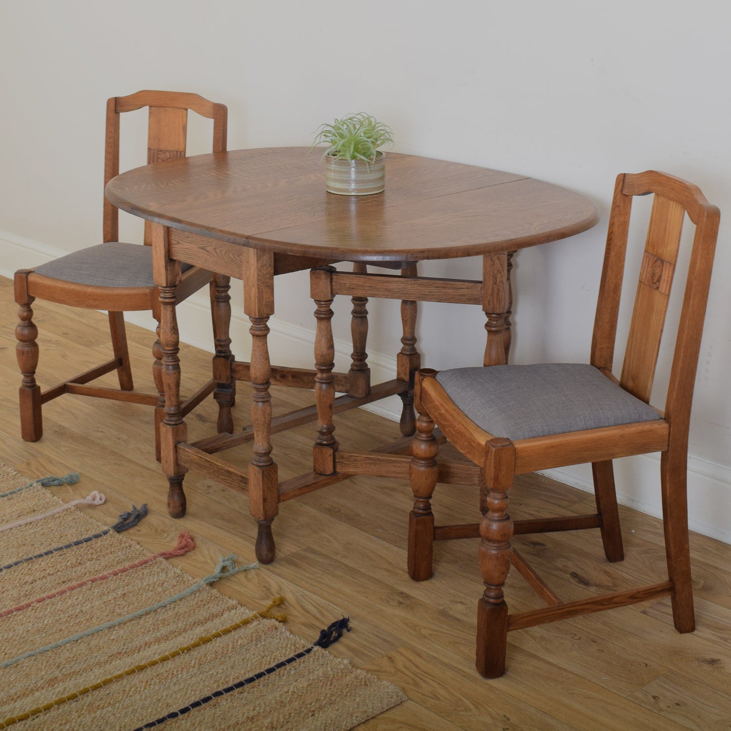 Drop-Leaf Table and Two Chairs