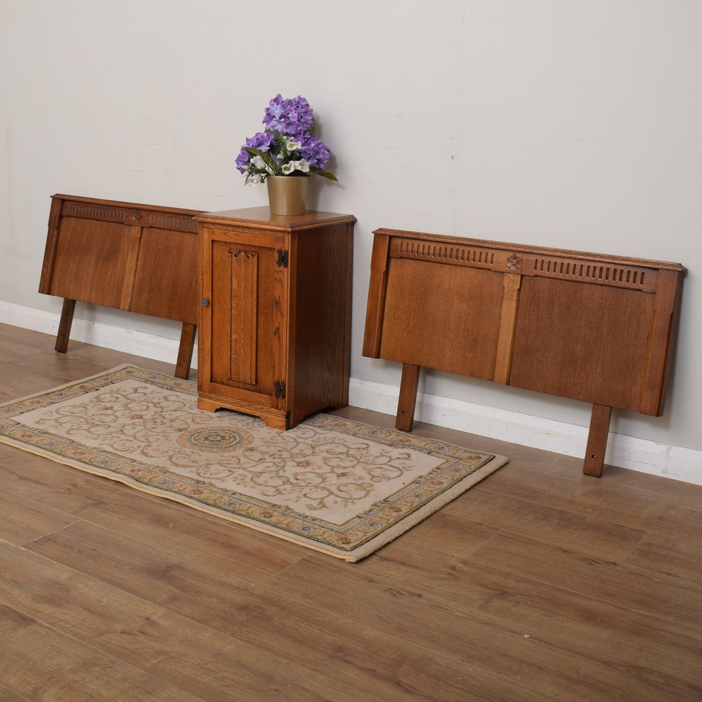 Pair of Restored Oak Single Headboards