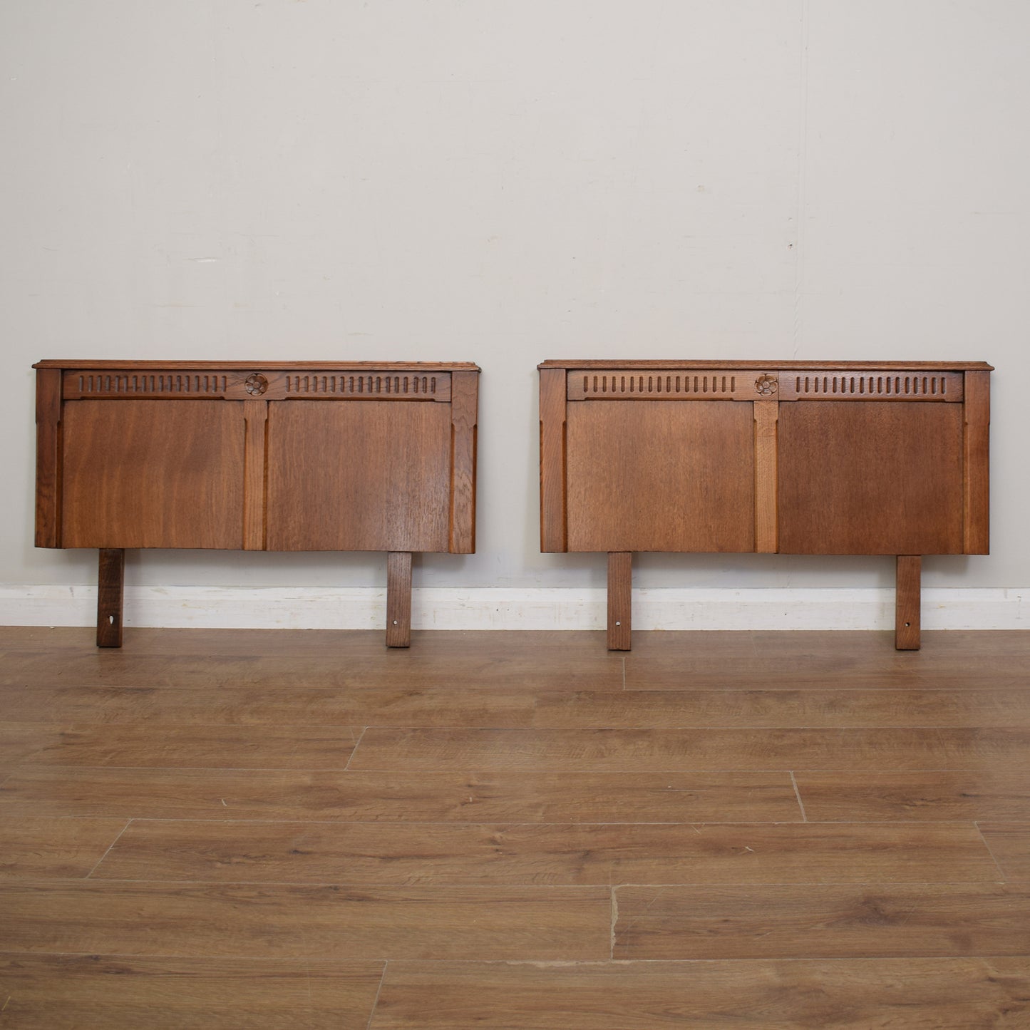 Pair of Restored Oak Single Headboards