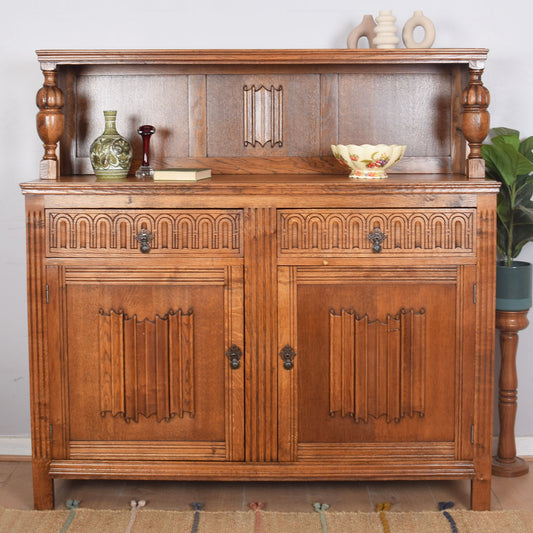 Oak High-Back Linenfold Sideboard