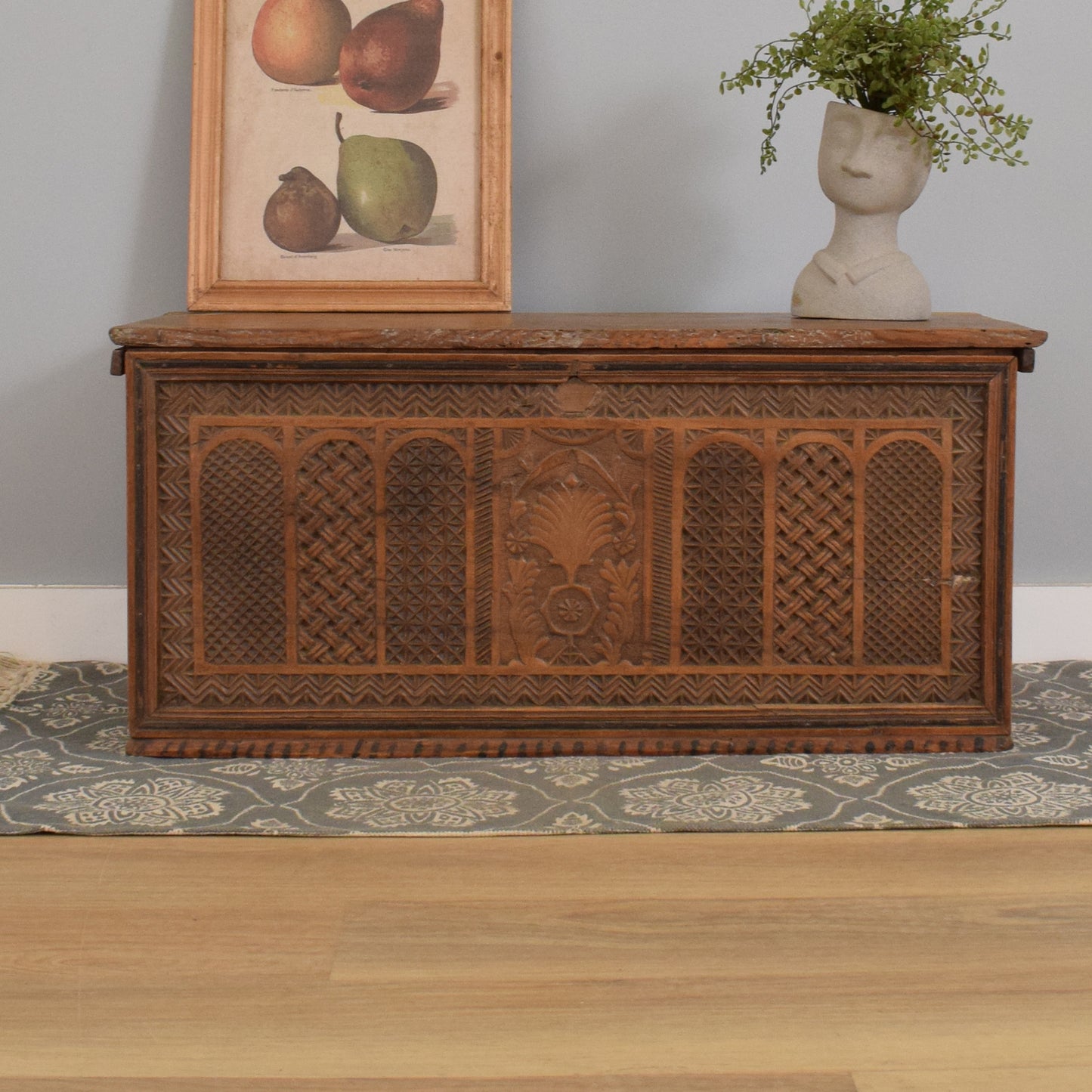 Carved Pine Blanket Box