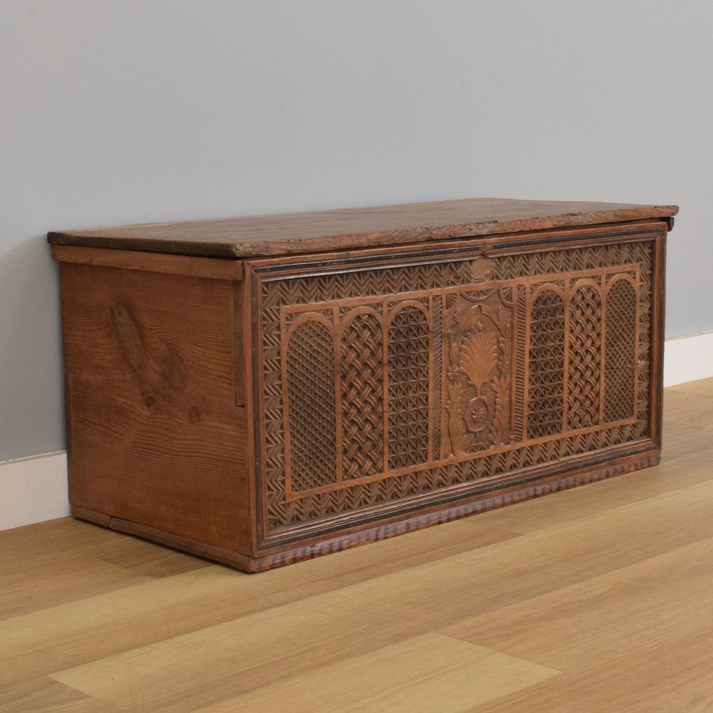 Carved Pine Blanket Box