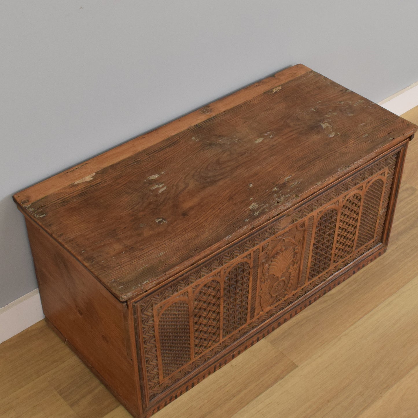 Carved Pine Blanket Box