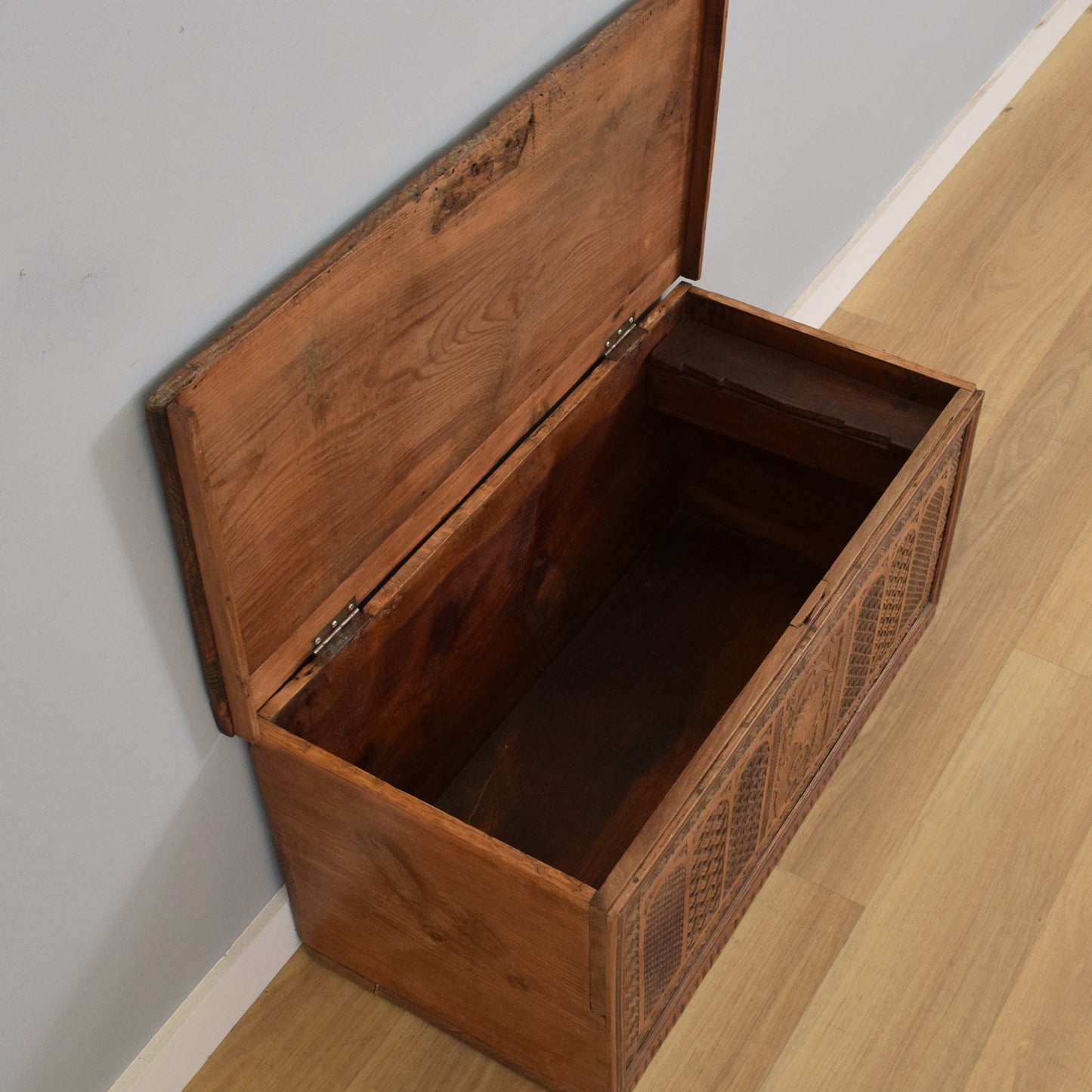 Carved Pine Blanket Box