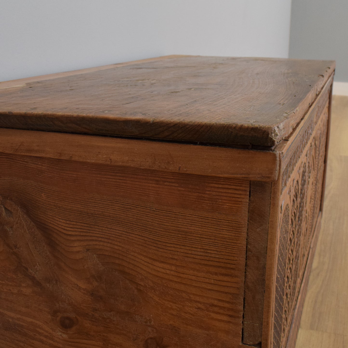 Carved Pine Blanket Box