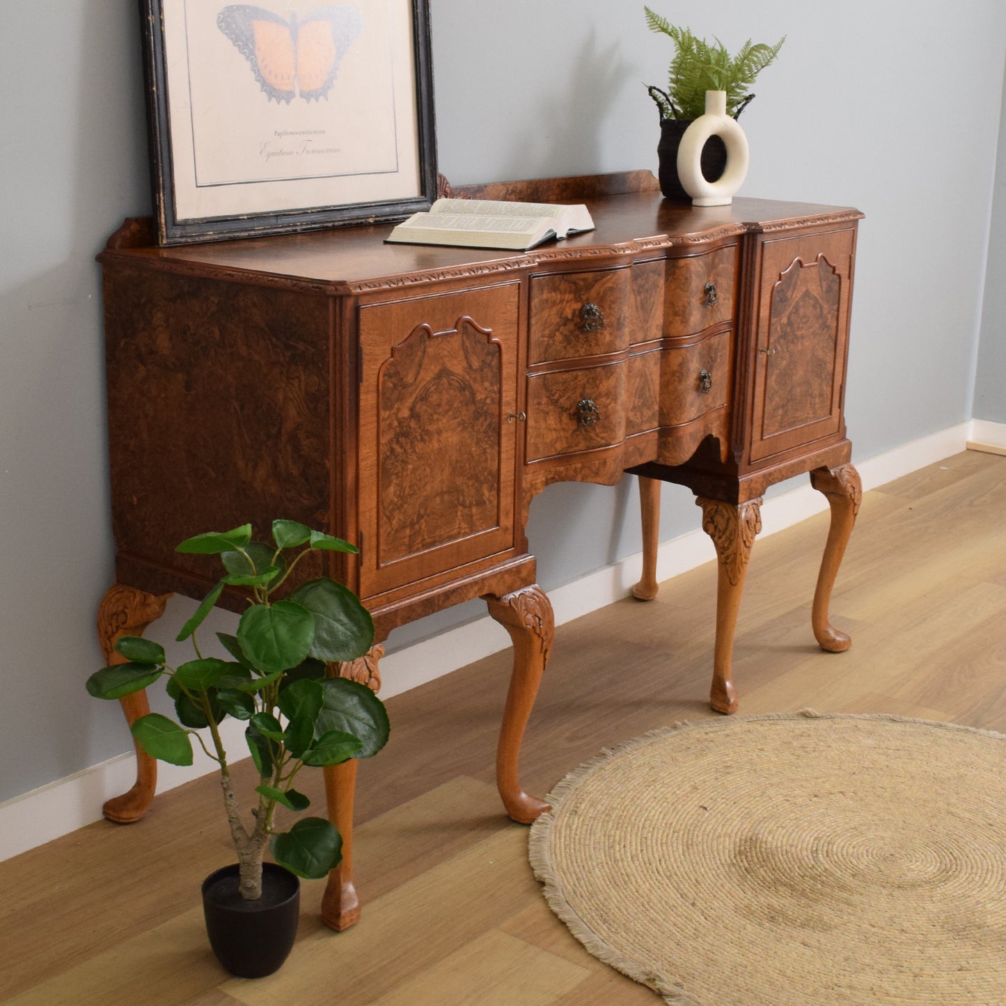 Large Restored Walnut Sideboard