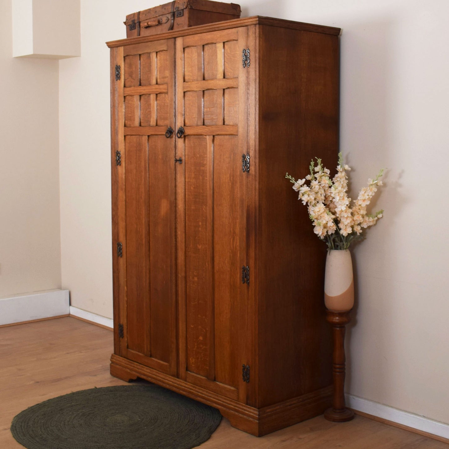 Vintage Oak Double Wardrobe