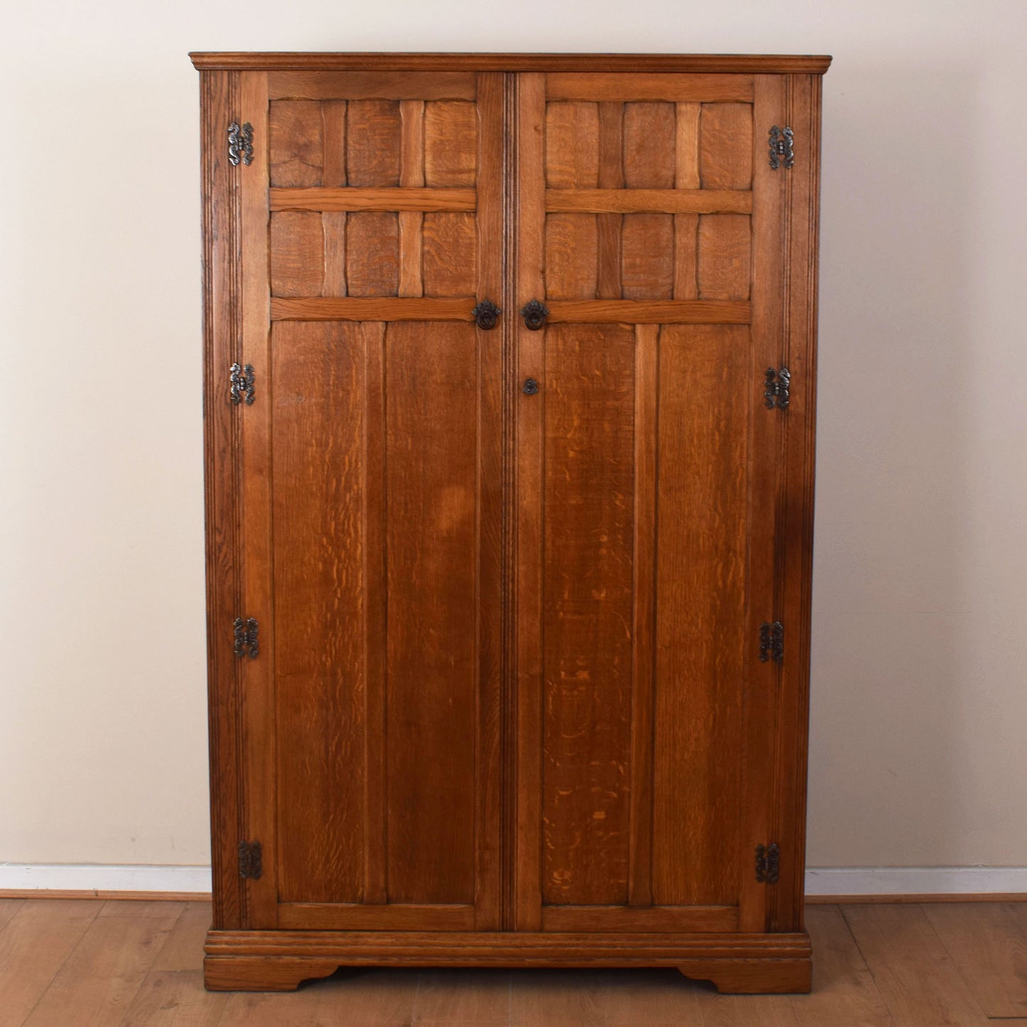 Vintage Oak Double Wardrobe