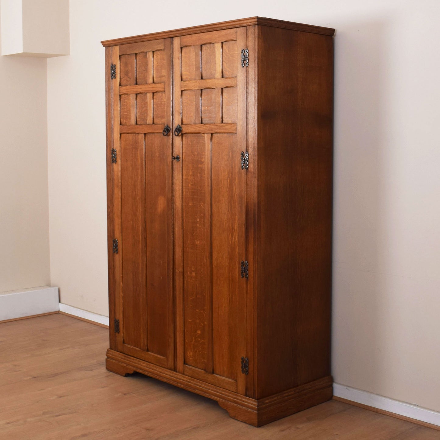Vintage Oak Double Wardrobe