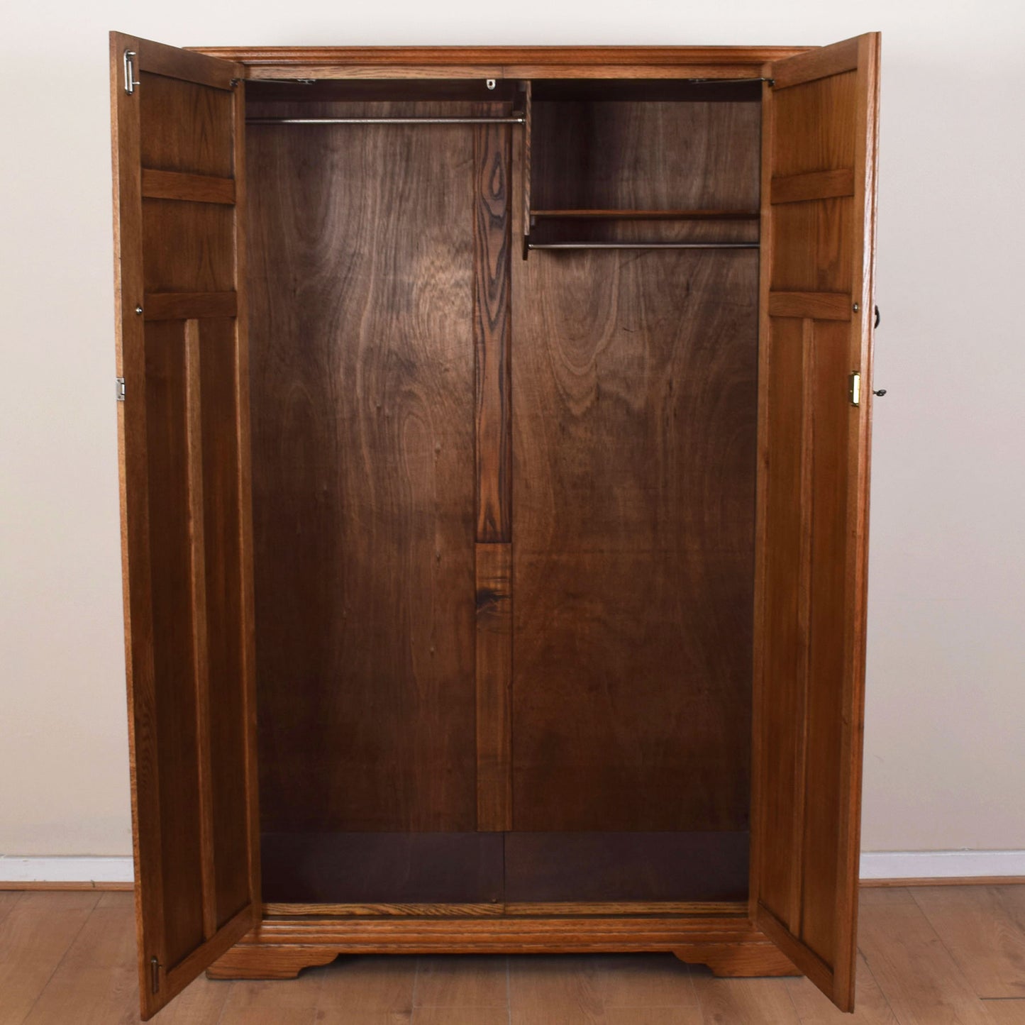 Vintage Oak Double Wardrobe