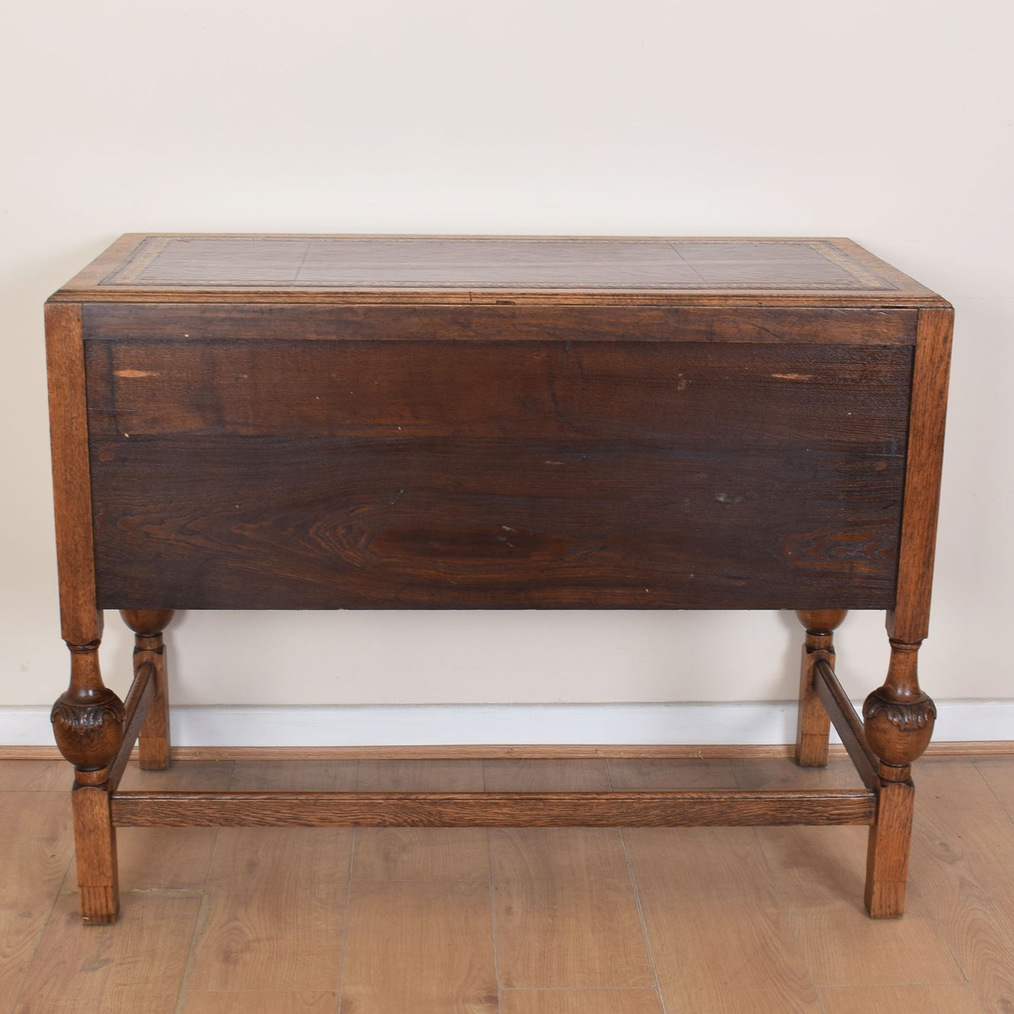 Vintage Leather-Topped Oak Desk