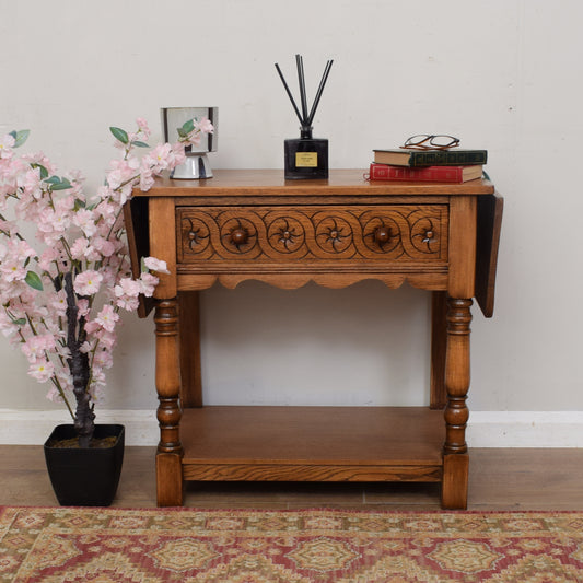 Oak Drop-Leaf Console Table