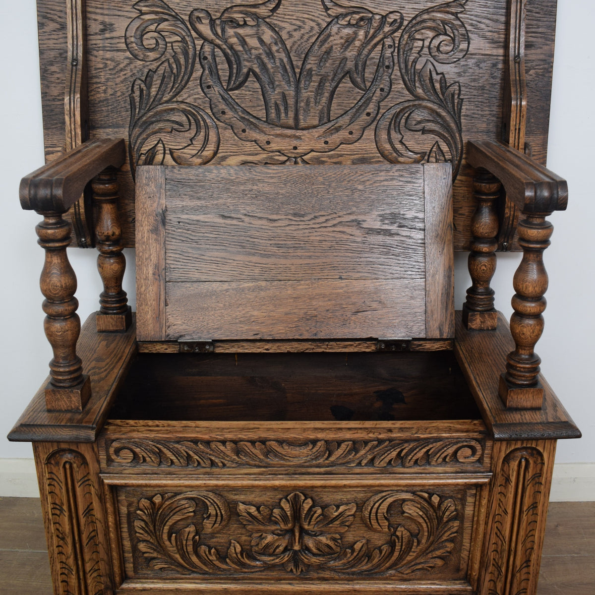 Restored Carved Monks Bench