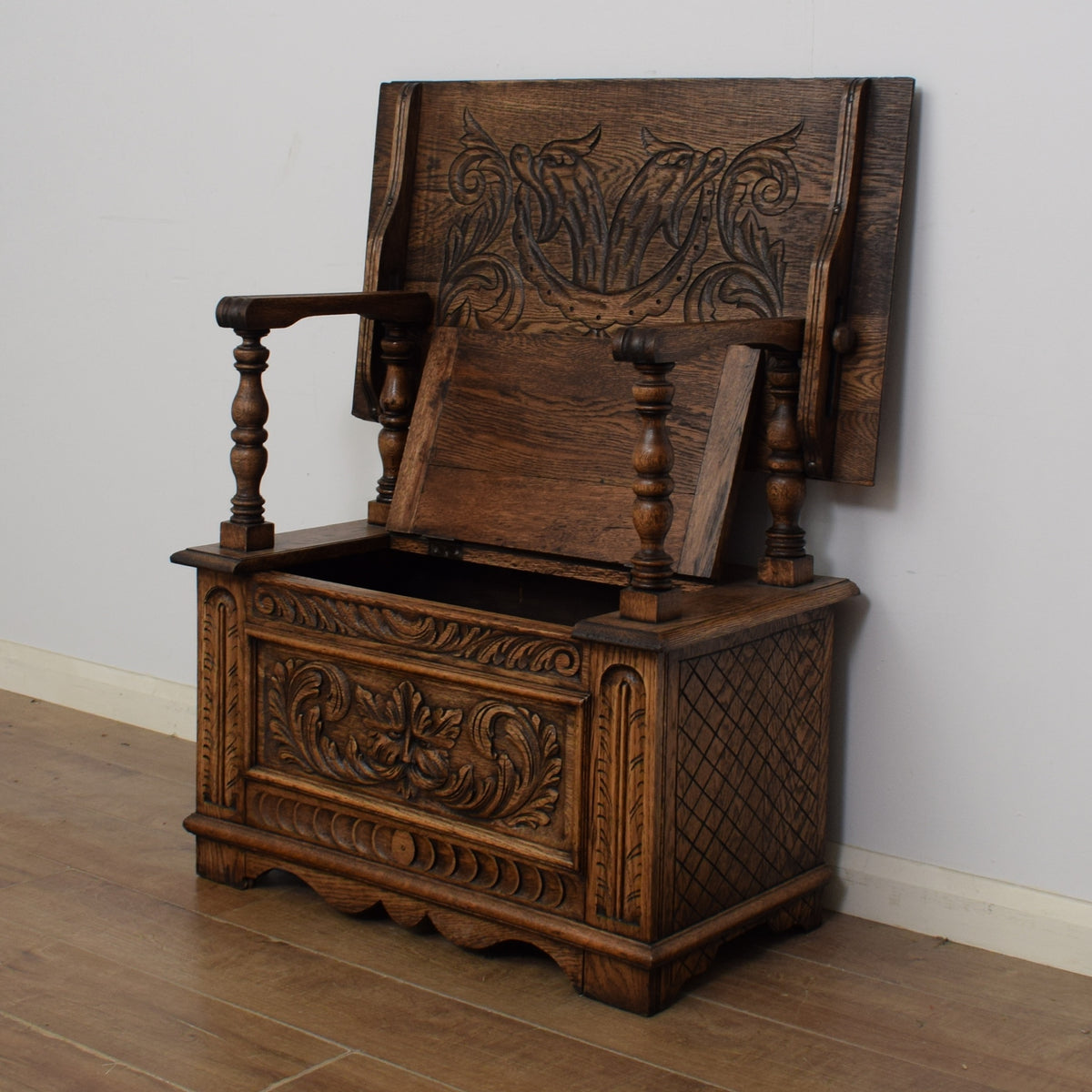 Restored Carved Monks Bench