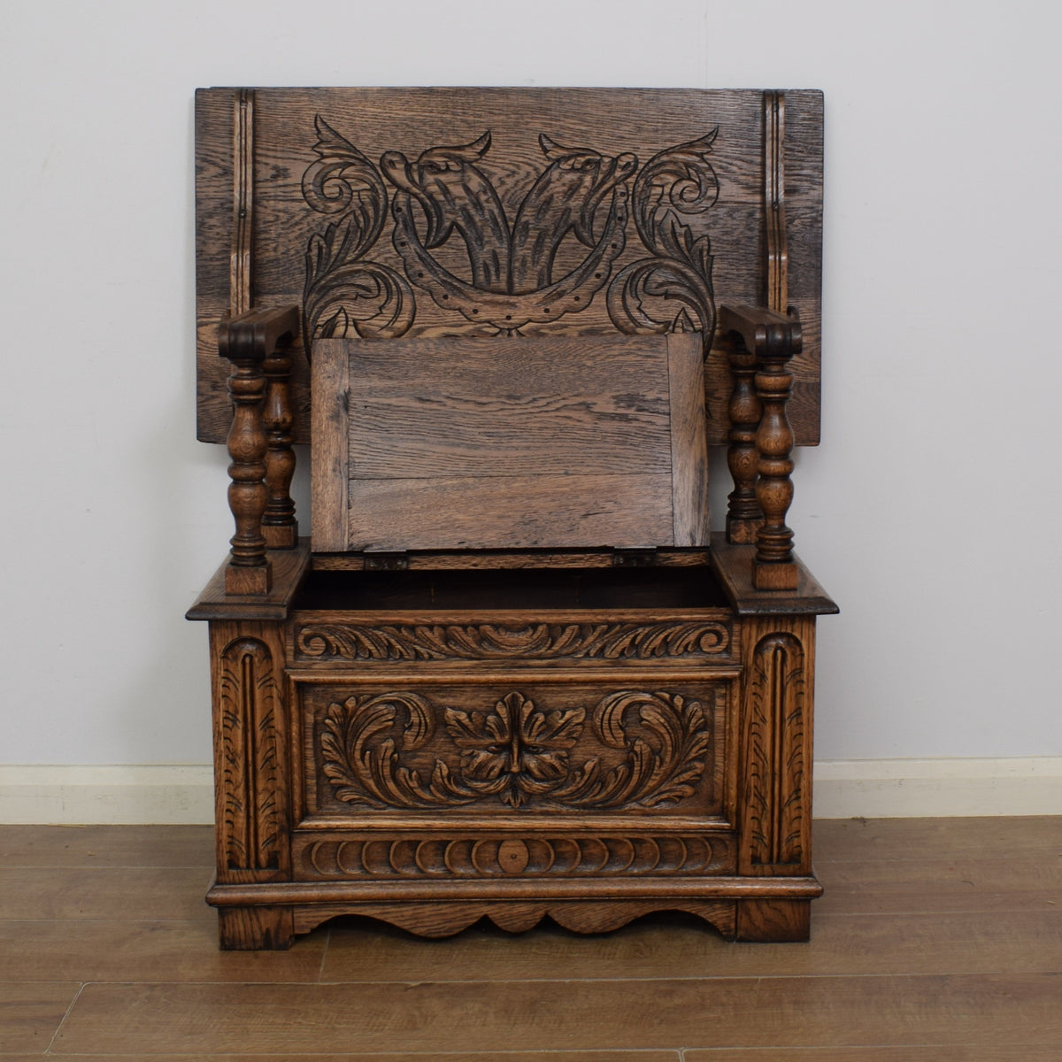 Restored Carved Monks Bench