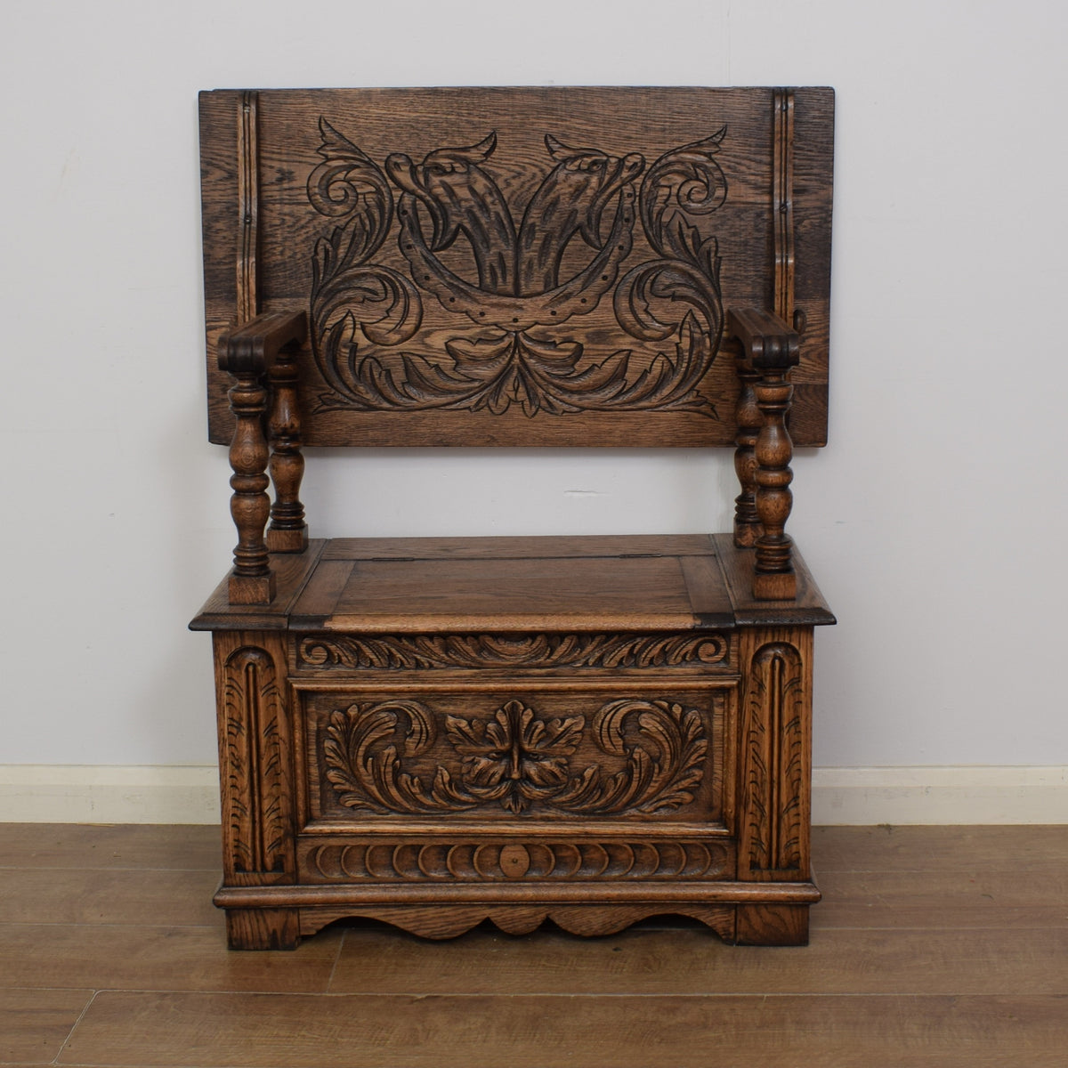 Restored Carved Monks Bench