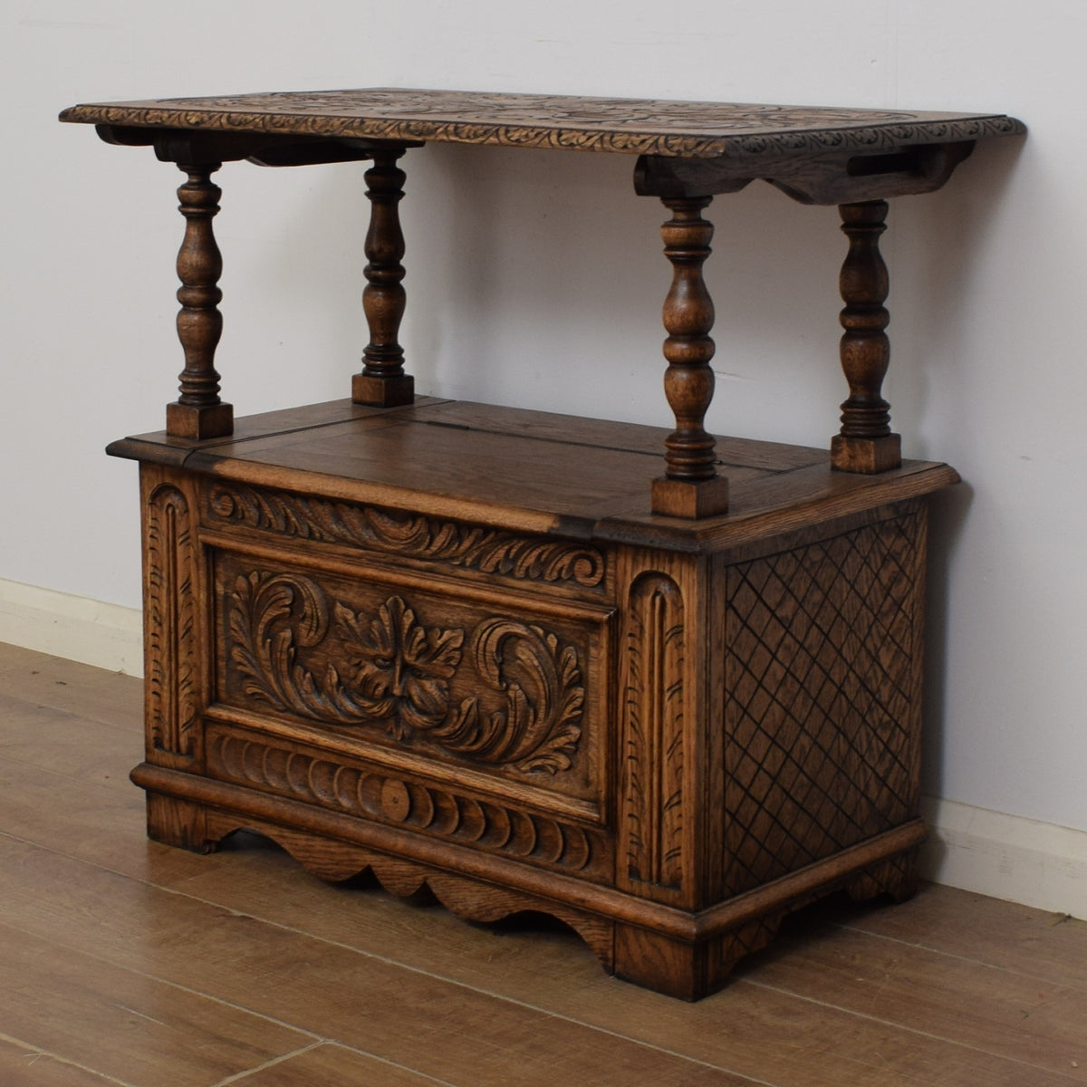 Restored Carved Monks Bench