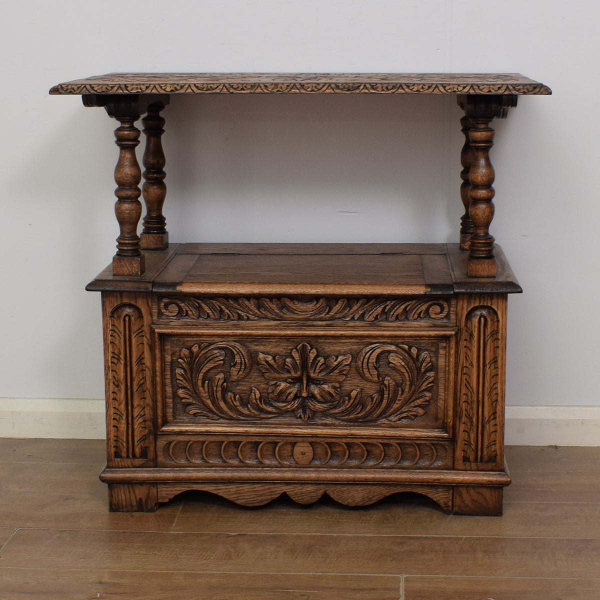 Restored Carved Monks Bench