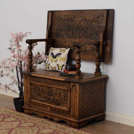 Restored Carved Monks Bench