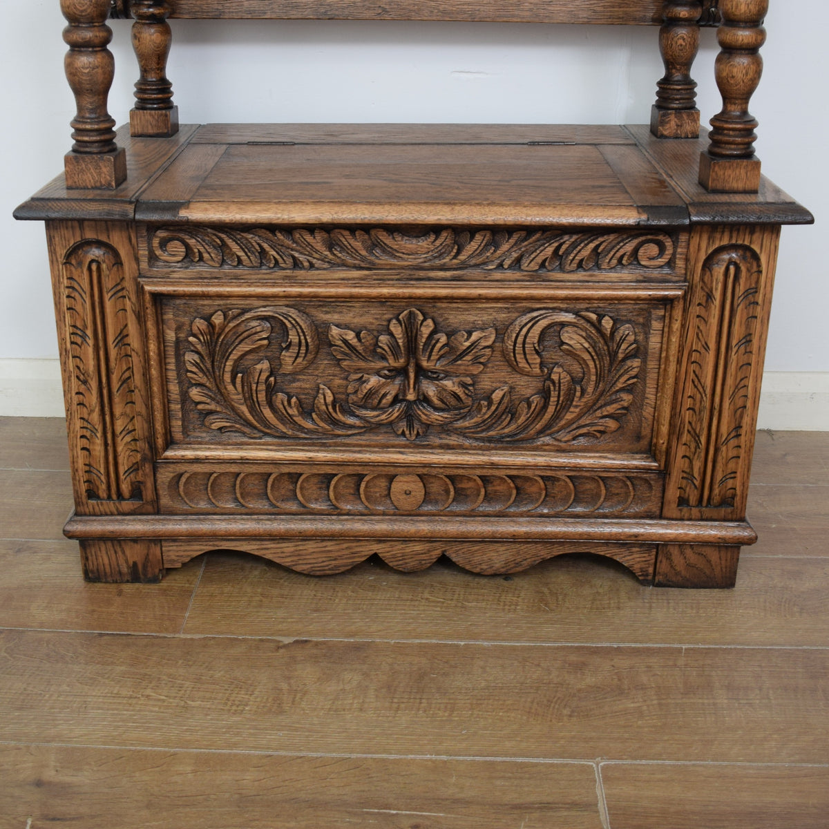 Restored Carved Monks Bench