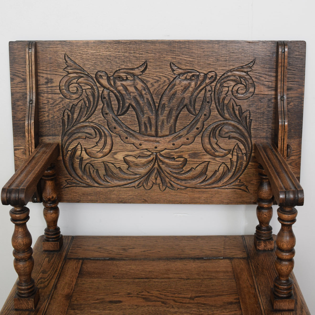 Restored Carved Monks Bench